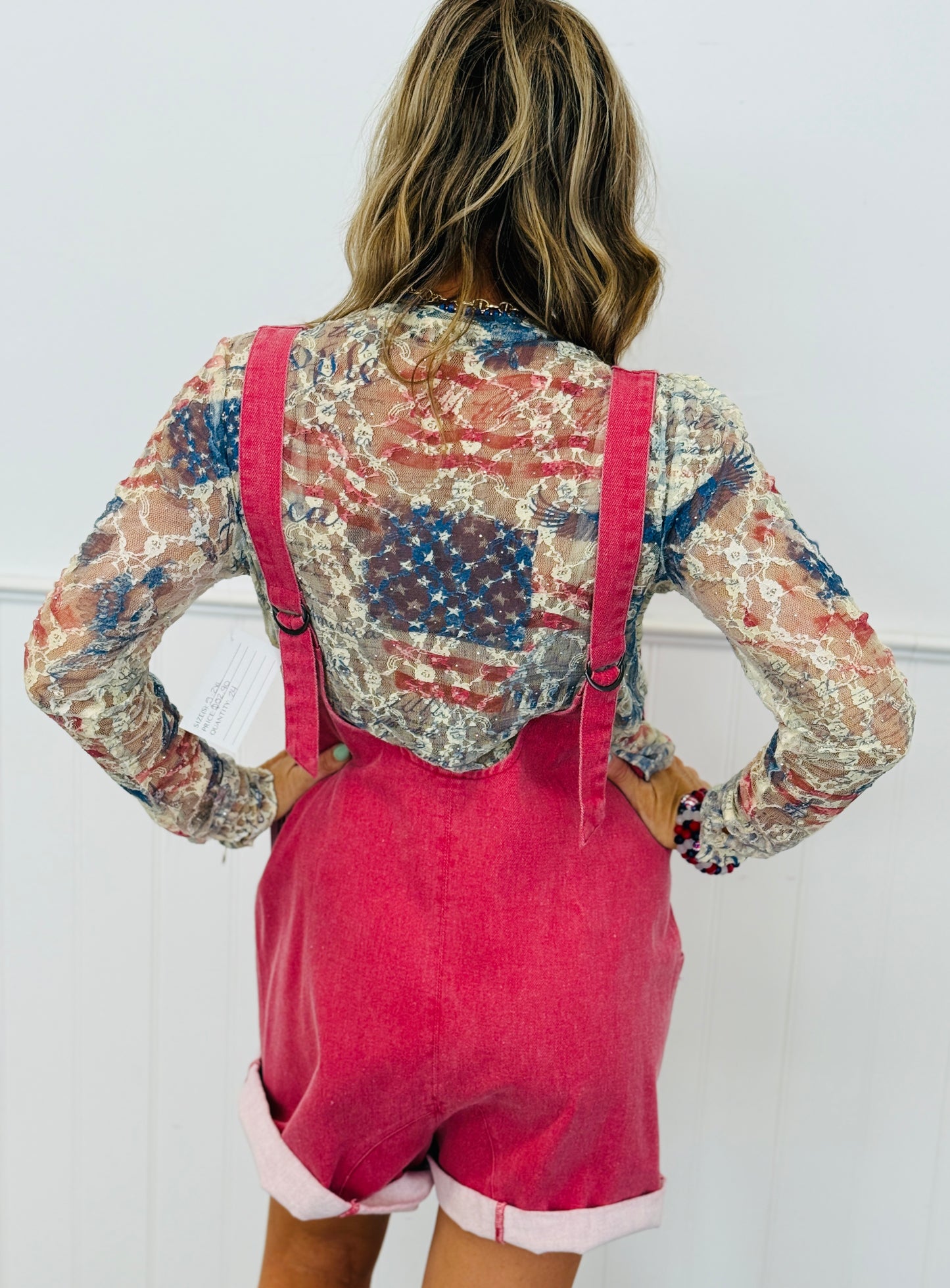 Red V-Neck Pocket Detail Romper (Reg.)