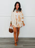 Burnt Orange Mixed Print Button Down Shirt (Reg. and Plus)