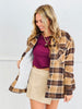 Brushed Plaid Faux Fur Lined Shacket (Reg.)-2 Colors