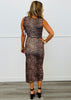 Taupe Leopard Asymmetric Neck Midi Dress (Reg.)