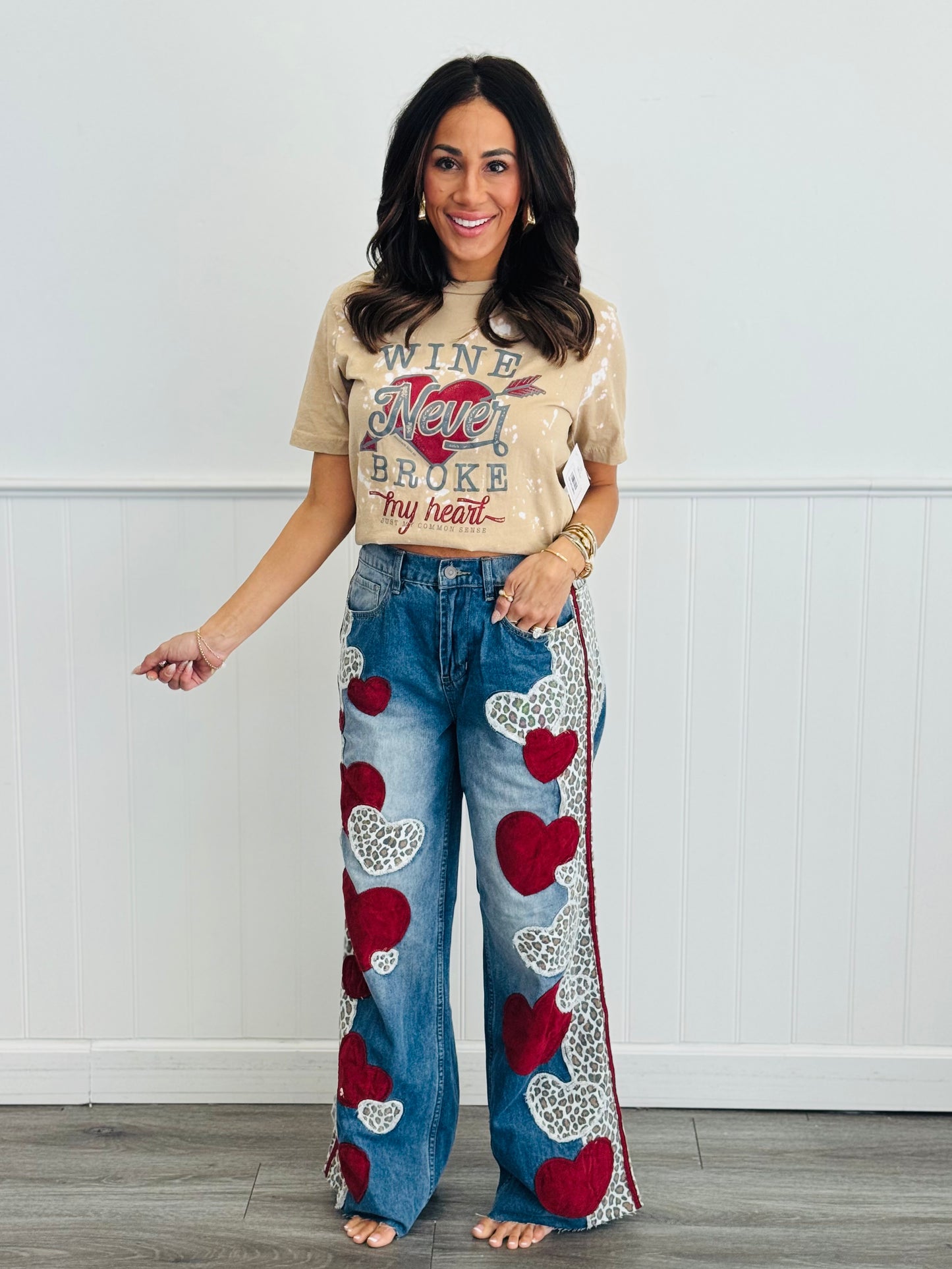 Oli & Hali Denim/Red Heart & Leopard Jeans (Reg.)