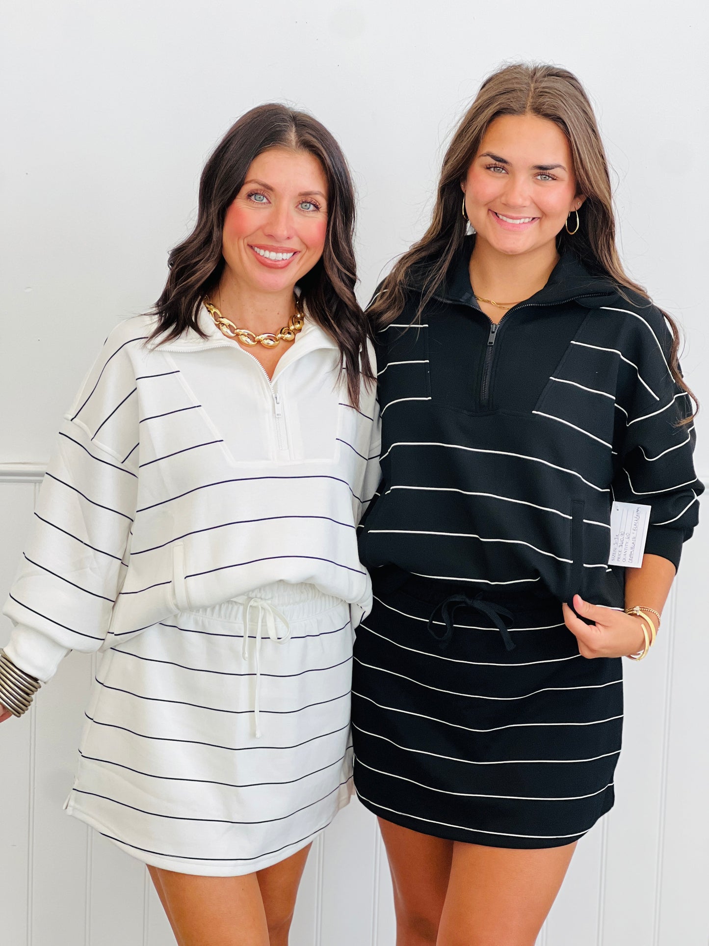 Striped Quarter Zip Top (Reg & Plus)-2 Colors