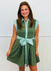 H Green Faux Leather Trim Mini Dress (Reg.)