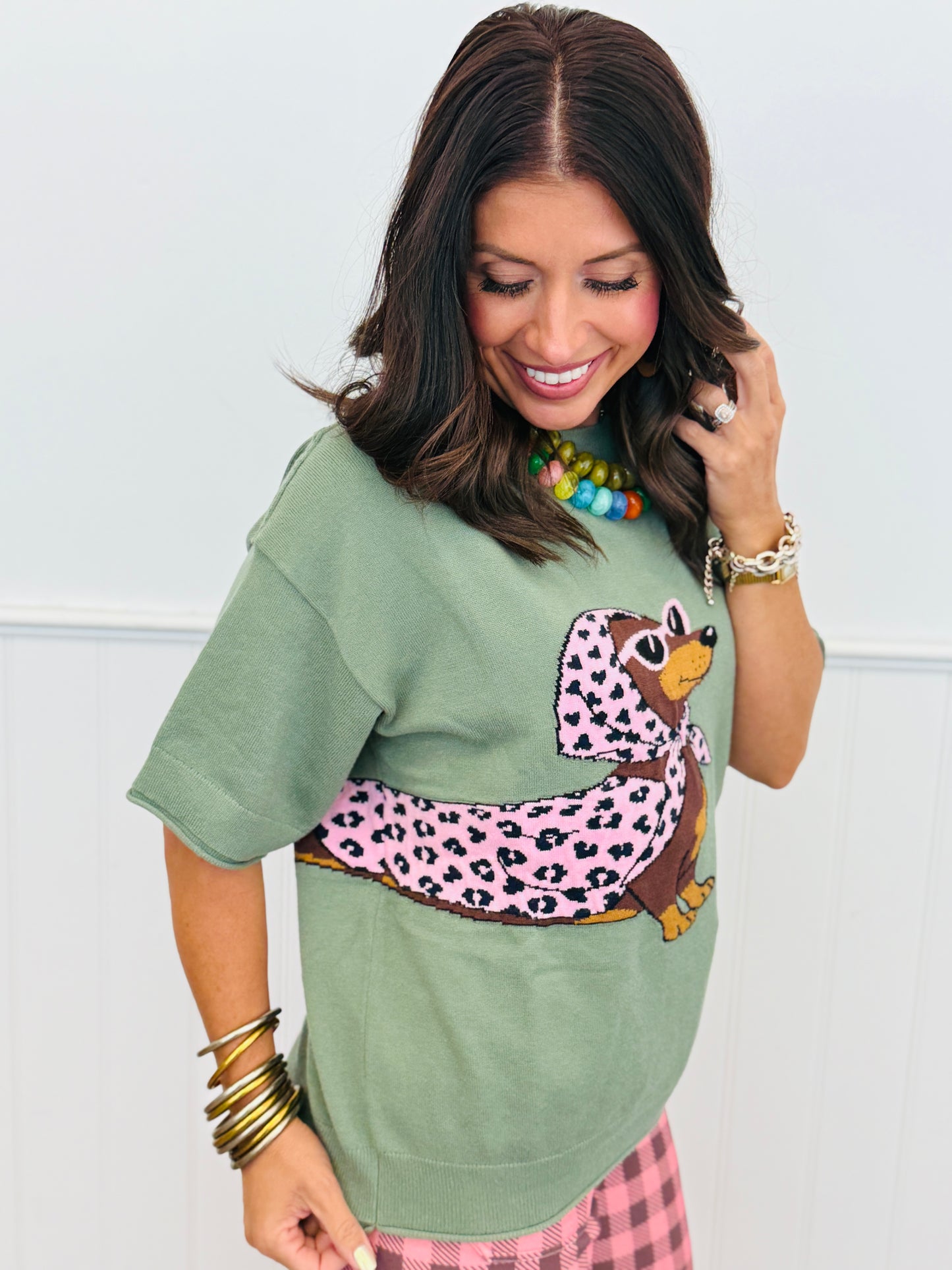 Olive Such A Diva Dachshund Graphic Sweater Top (Reg.)