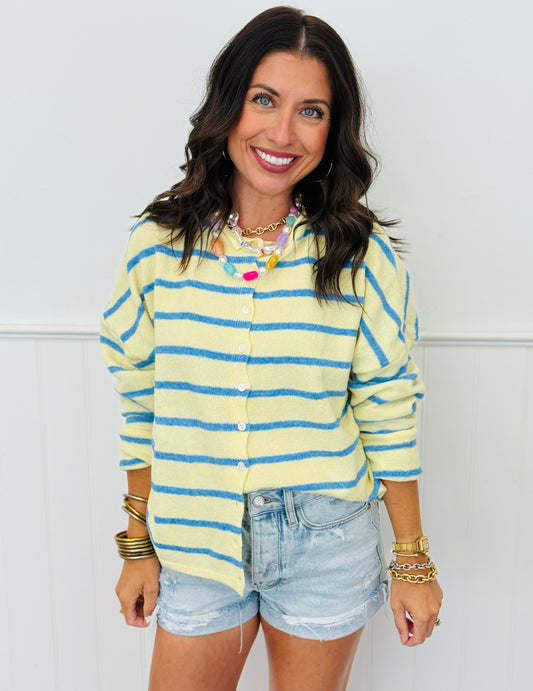 Gigi Light Yellow Striped Cardigan (Reg.)