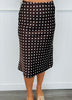 Brown Polka Dot Satin Midi Skirt (Reg.)