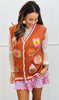 Rust Glitter Fall Elements Sweater Vest (Reg. and Plus)