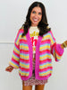 Pink Multi Striped Sweater Cardigan (Reg.)