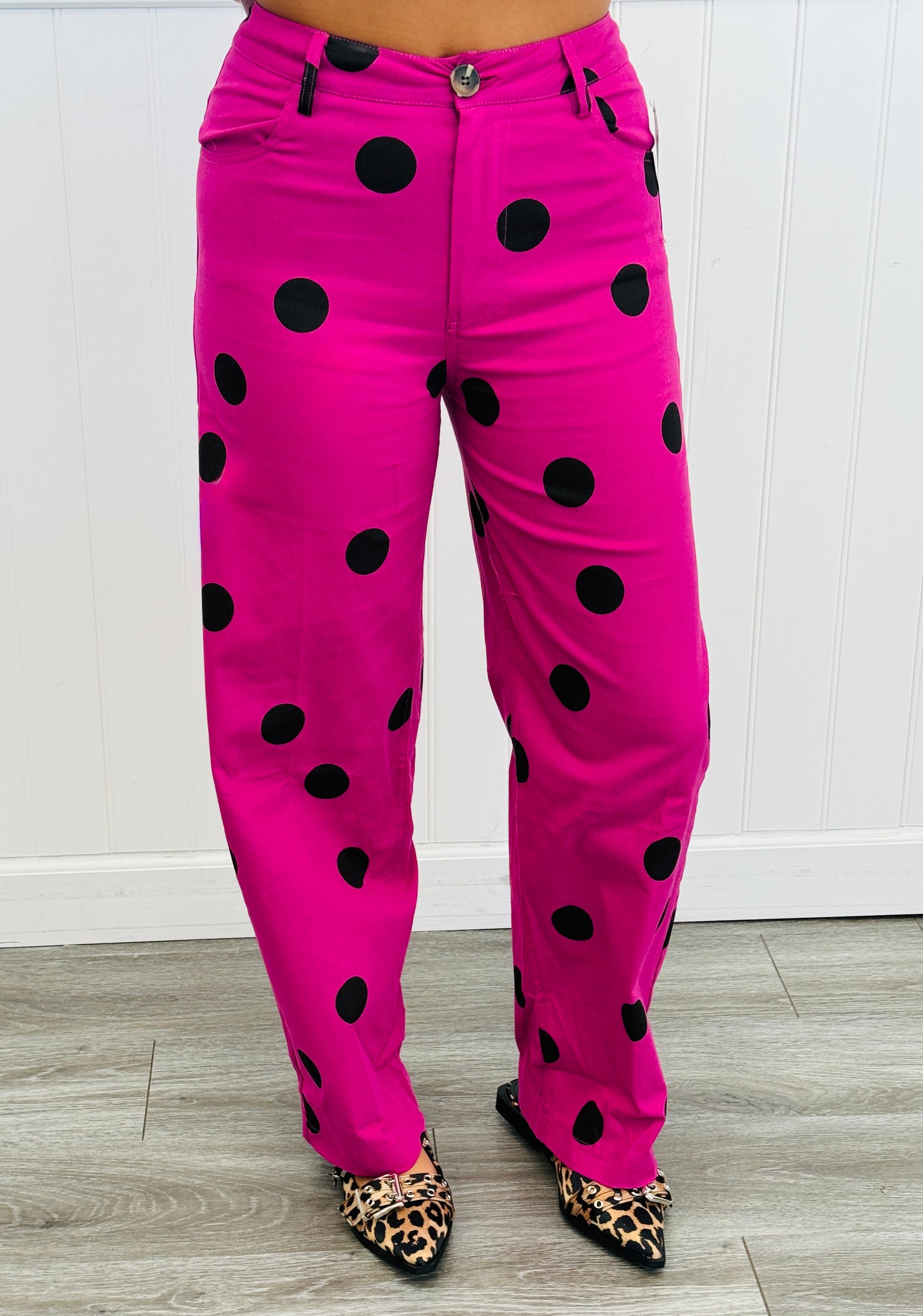Magenta Polka Dot Wide Leg Pants (Reg.)