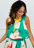 Green Floral Bubble Hem Blouse (Reg.)