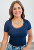 Lace Trim Short Sleeve Top (Reg.) - 4 Colors