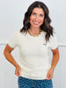 Pointelle Knit Embroidered Bow Top (Reg.)-2 Colors