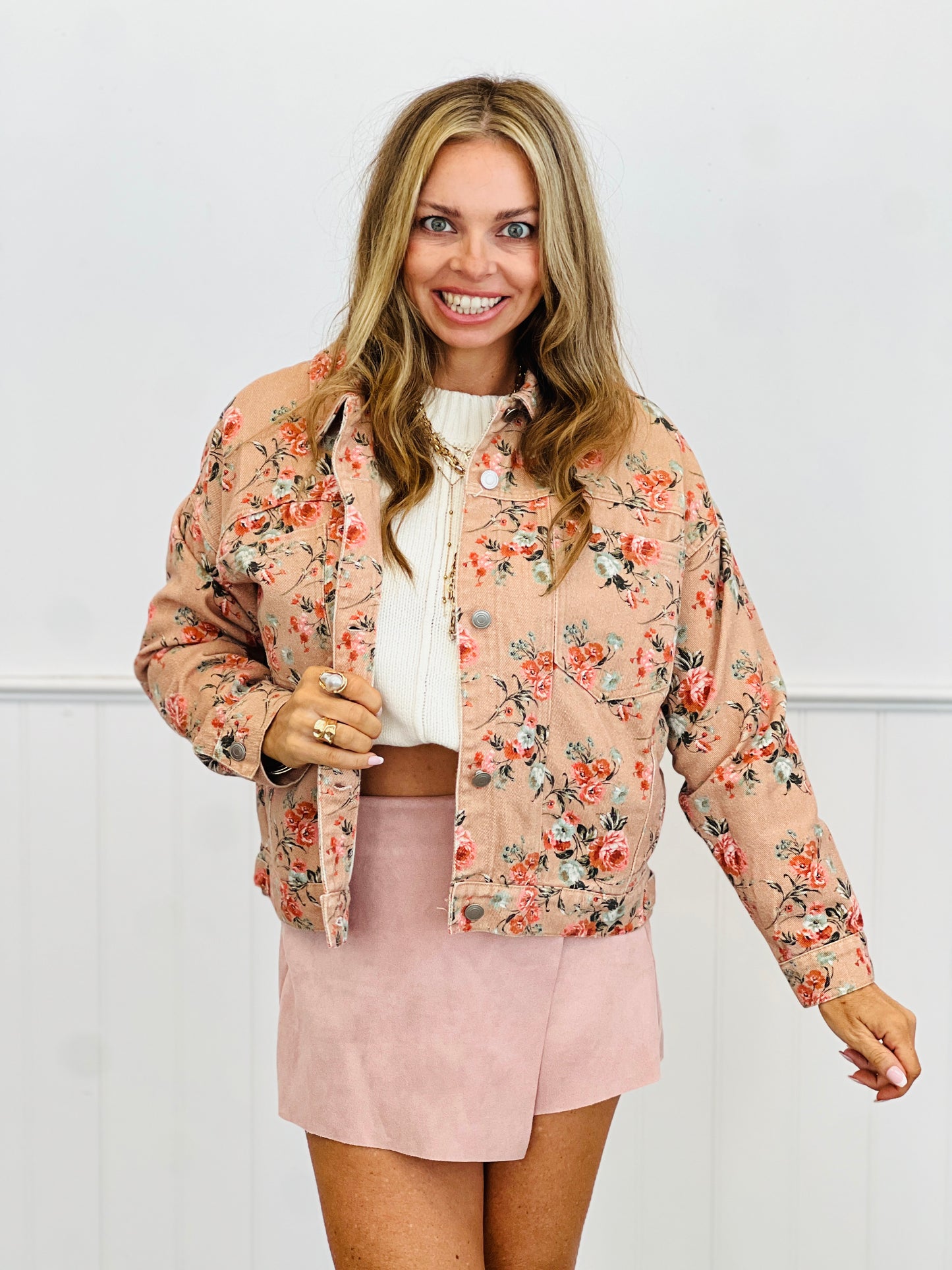 Vintage Ginger Floral Printed Button Up Jacket (Reg.)