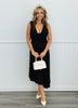 Black Polka Dot Asymmetric Midi Dress (Reg.)