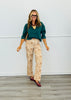 Beige Deer Print Straight Leg Pants (Reg.)