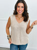 Taupe-White Lace Up Vest Top (Reg & Plus)