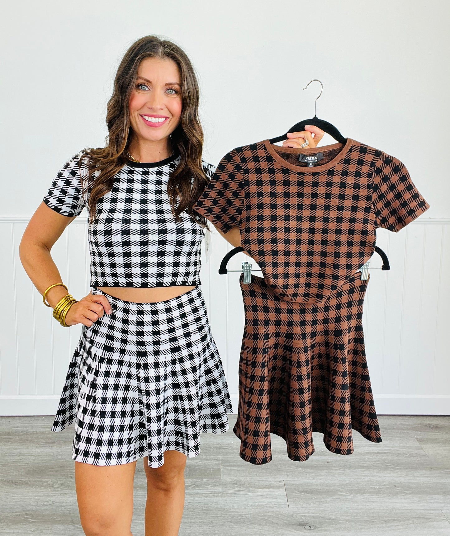 Checkered Top & Skirt Set (Reg)-2 Colors