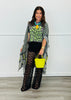 Green & Grey Print Kimono (OS)