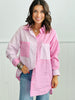 Pink Stripe Color Block Shirt (Reg & Plus)