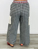 Black Gingham Crochet Lace Patch Pants (Reg & Plus)