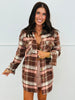 Brown/Pink Plaid Button Down Shacket (Reg.)