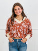 Terra Cotta Floral Pullover Top (Reg & Plus)