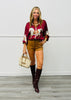Maroon Festive Horse Zip Up Jacket (One Size )