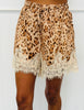 Brown Leopard Lace Trim Pocket Shorts (Reg.)