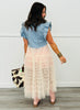 Denim Mesh Layer Button Up Jacket (Reg. and Plus)