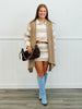 Beige-White Striped Sweater Skirt Set (Reg)