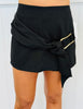 Black Metal Trim Detail Skort (Reg.)
