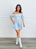 Light Blue/White Pleated Romper (Reg.)