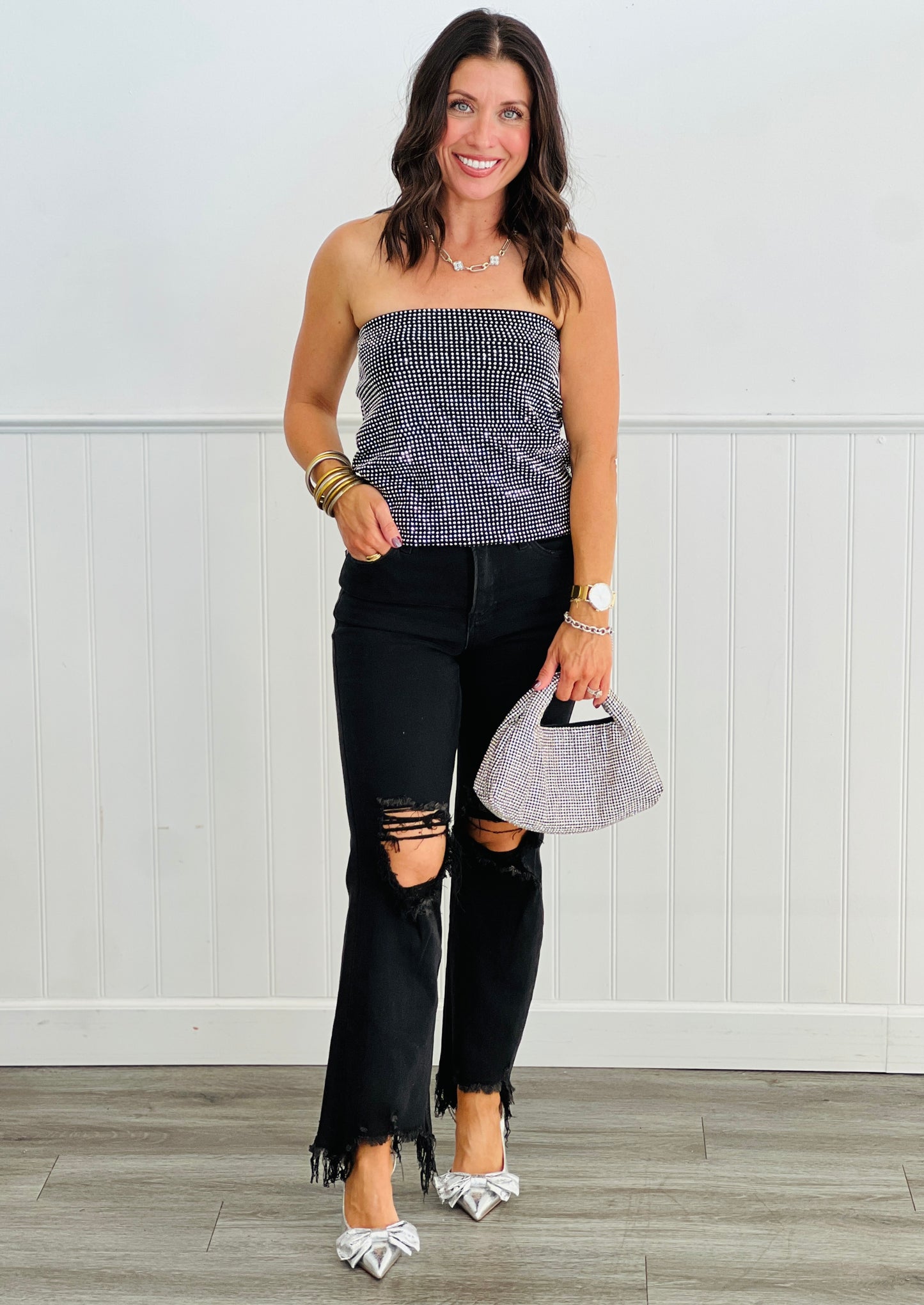 Rhinestone Slip On Mini Skirt (Reg. and Plus) - 3 Colors