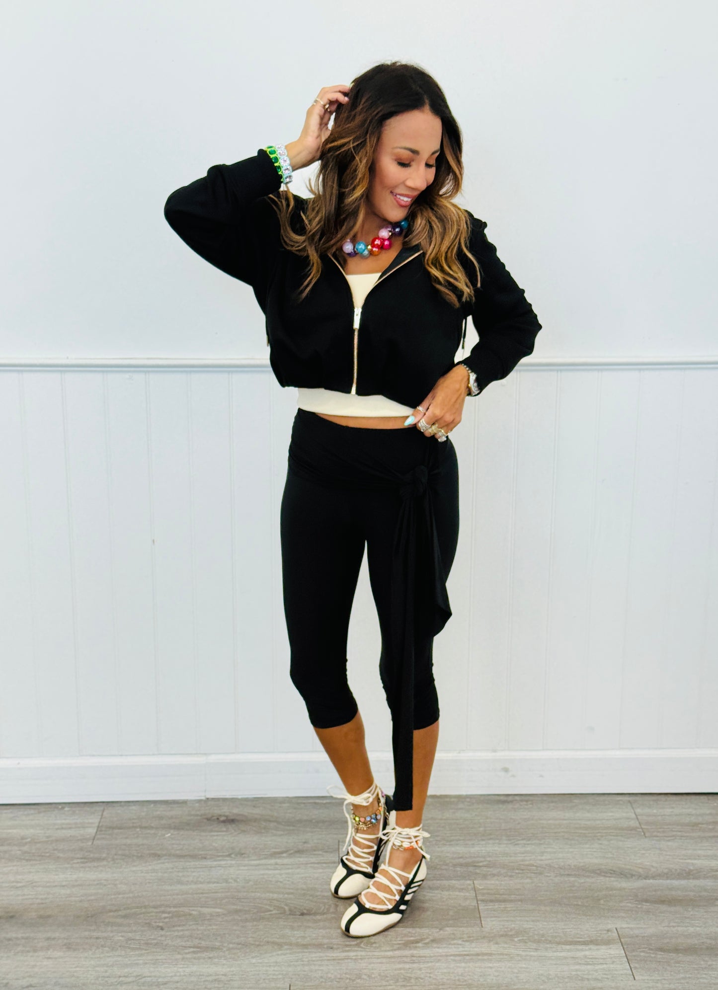 Black Wrap Front Capri Pants (Reg.)