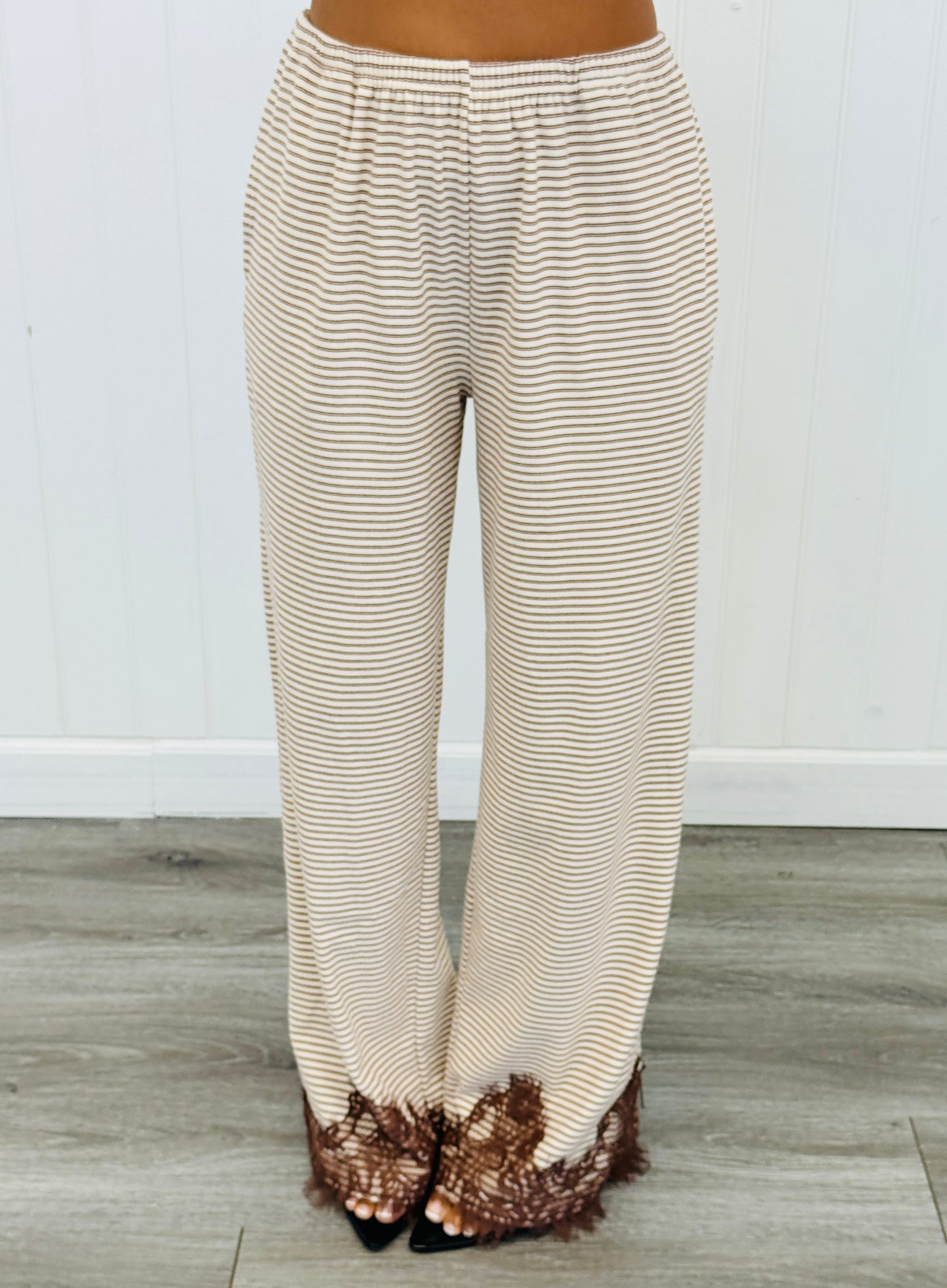 Cream/Brown Hacci & Lace Cami & Pant Set (Reg.)