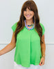 Lt Green Rhinestone V-Neck Cap Sleeve Blouse (Reg. & Plus)