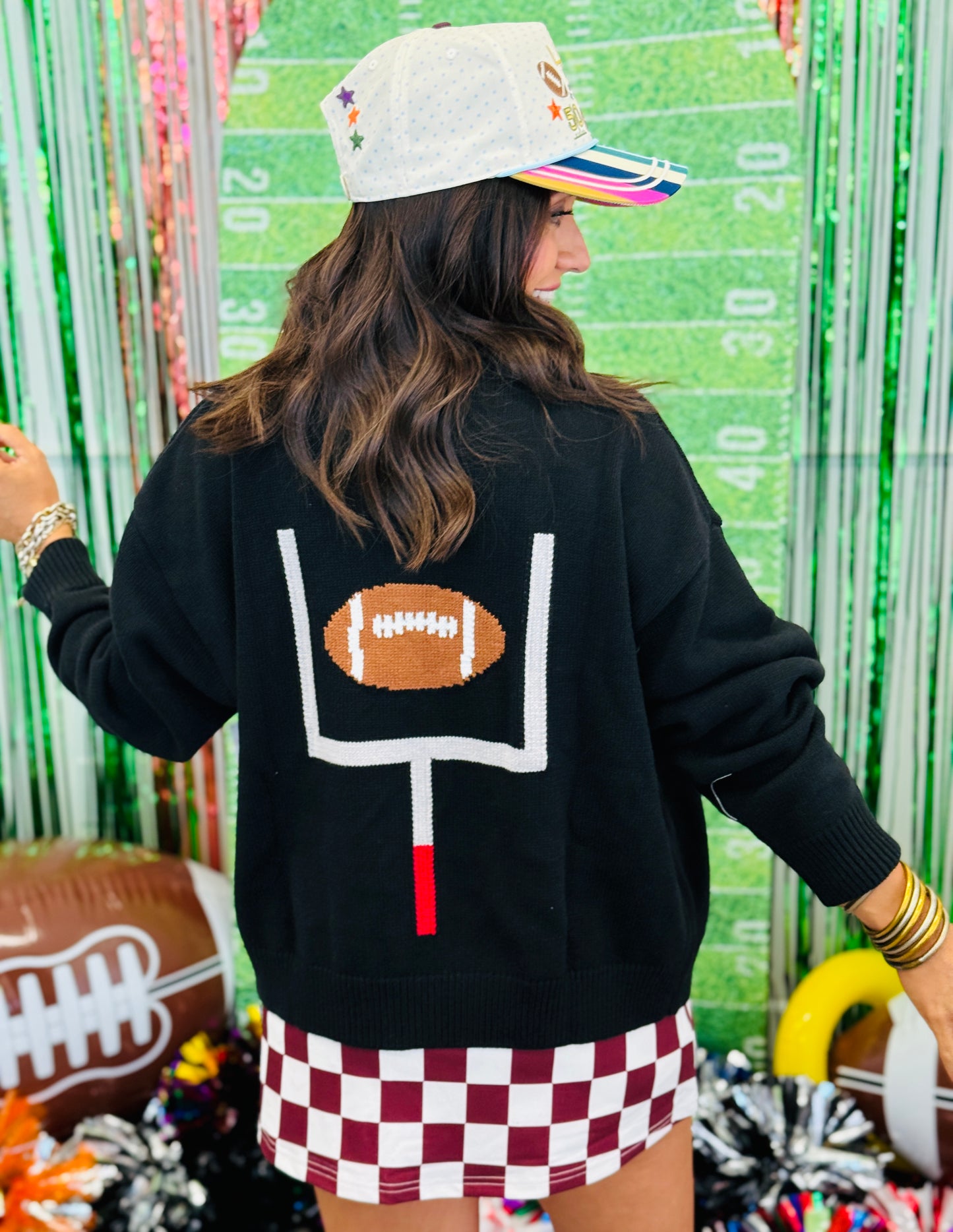 Black Football Sweater Cardigan (Reg.)