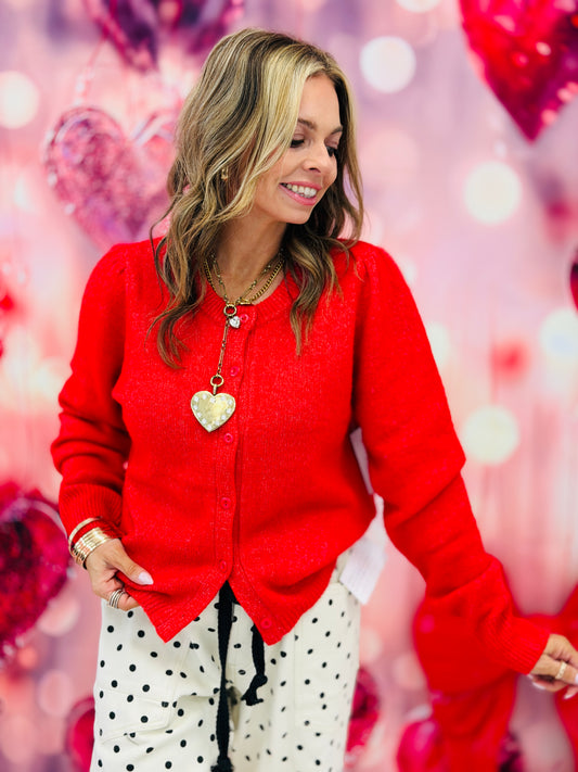 Red Puff Long Sleeve Sweater Top (Reg.)