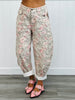 Khaki Floral Print Barrel Pants (Reg & Plus)