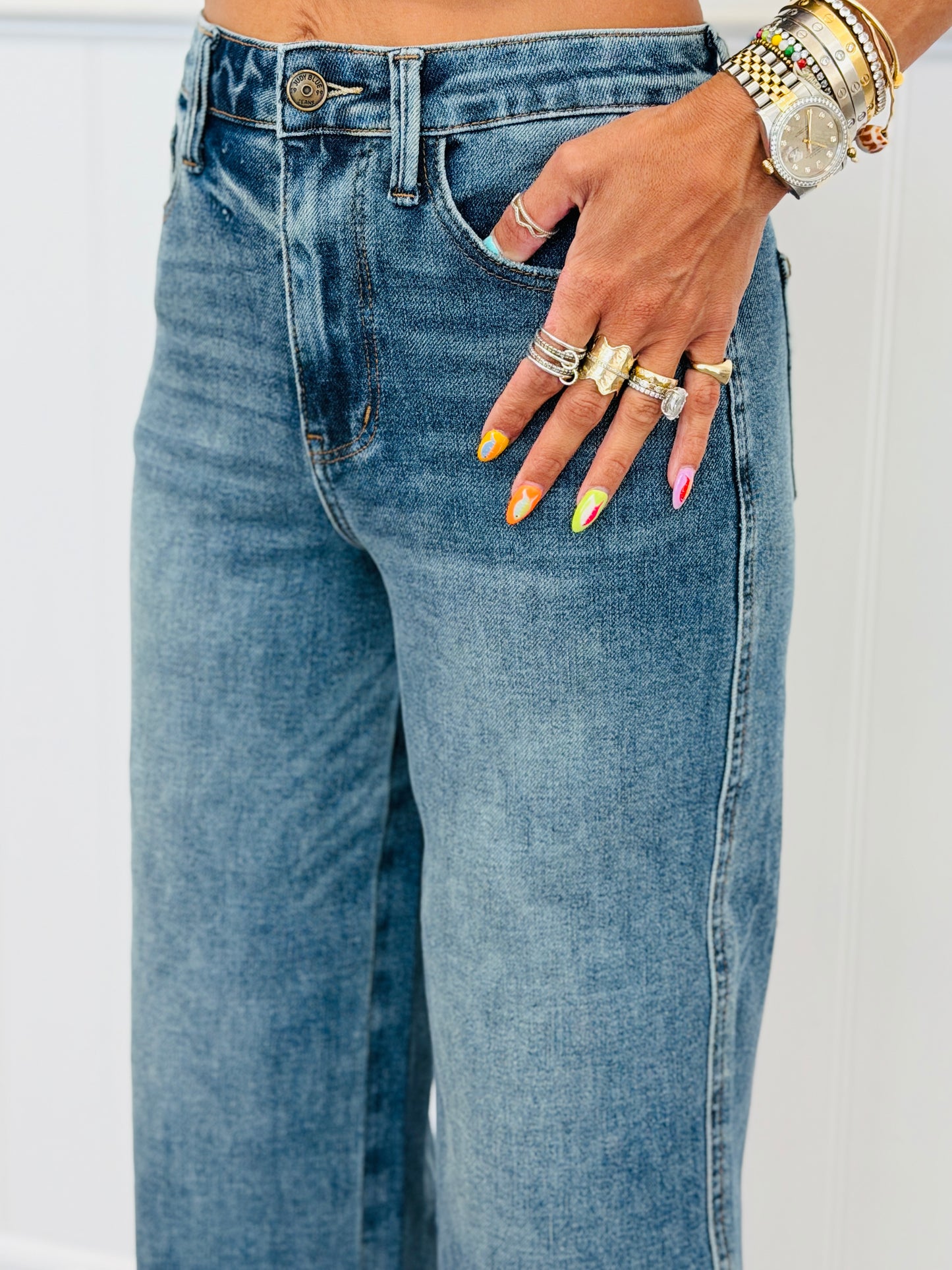 Judy Blue Dottie Effortless Style Wide Leg Jeans (Reg. and Plus)
