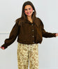 Dark Brown Gathered Hem Bomber Jacket (Reg.)