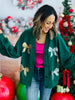 Dark Green Sequin Bow Cardigan (Reg. & Plus)