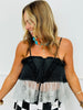 POL Black Gauze Ruffled Lace Cami Top (Reg.)