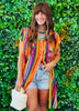 Striped Seashell Ruffle Sleeves Mini Dress (One Size)