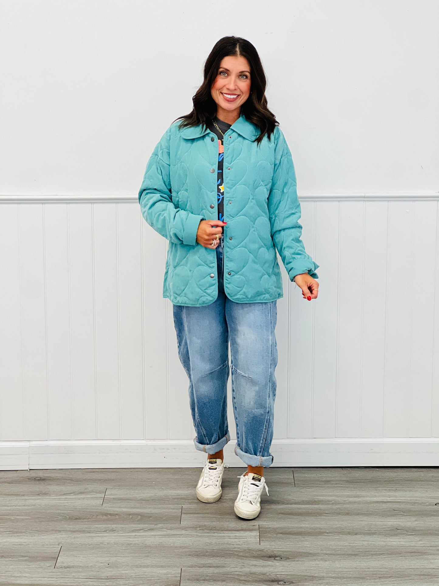 Quilted Hearts Padded Jacket (Reg)-2 Colors