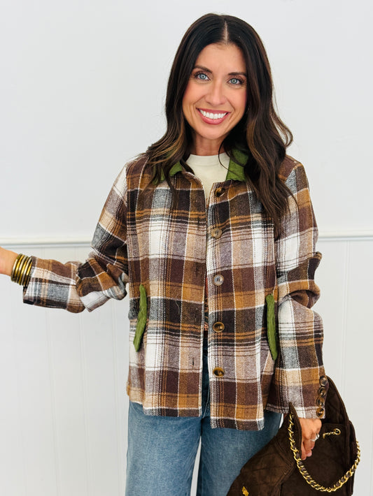 Brown/Olive Plaid Barn Jacket (Reg & Plus)