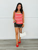 Red/White Stripe Flowy Tank Top (Reg.)