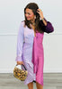 Lilac/Purple Satin Front Tie Midi Dress (Reg.)