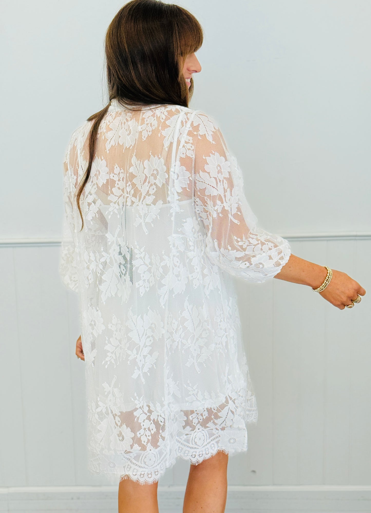 White Floral Lace Mini Dress (Reg & Plus)