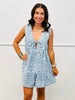 Leopard Denim Pintuck Romper (Reg & Plus)